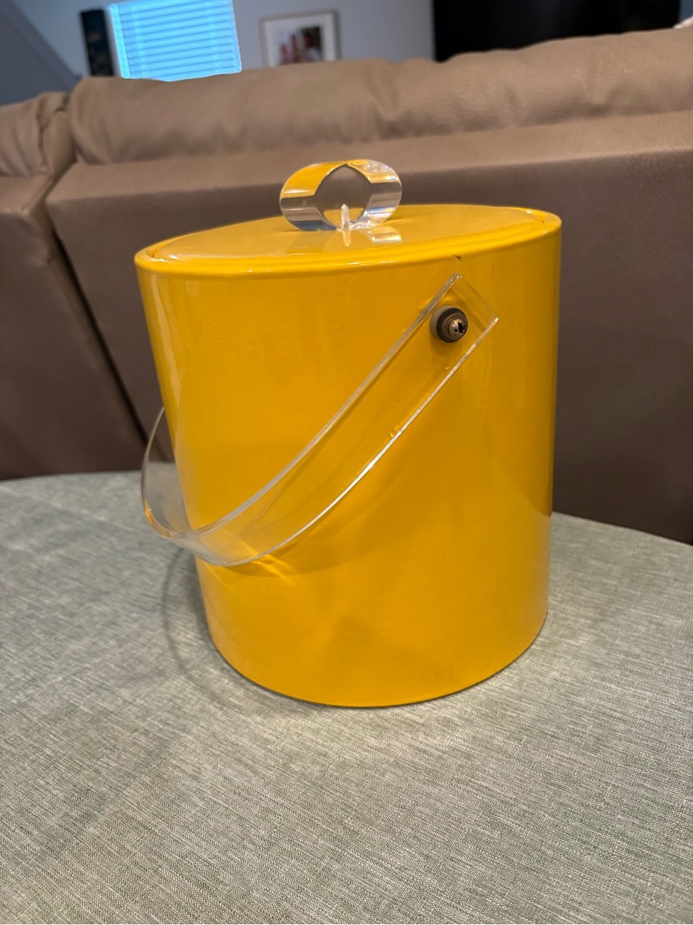 Vintage MCM Golden Yellow Lucite Ice Bucket.
